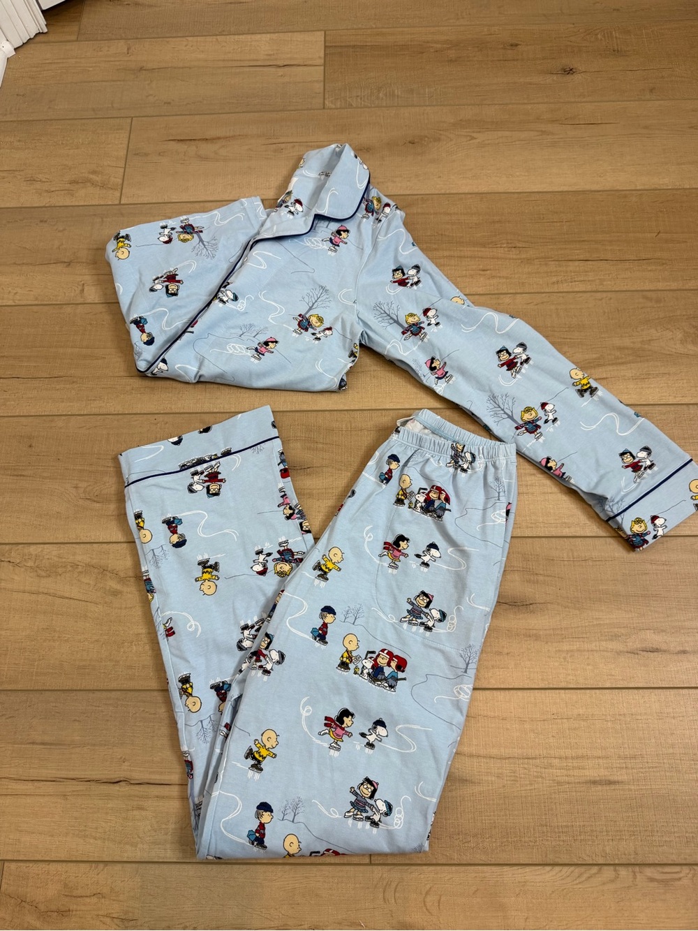 BedHead Pajamas x Peanuts Snoopy Ice Skating Set Blue Womens Small S
